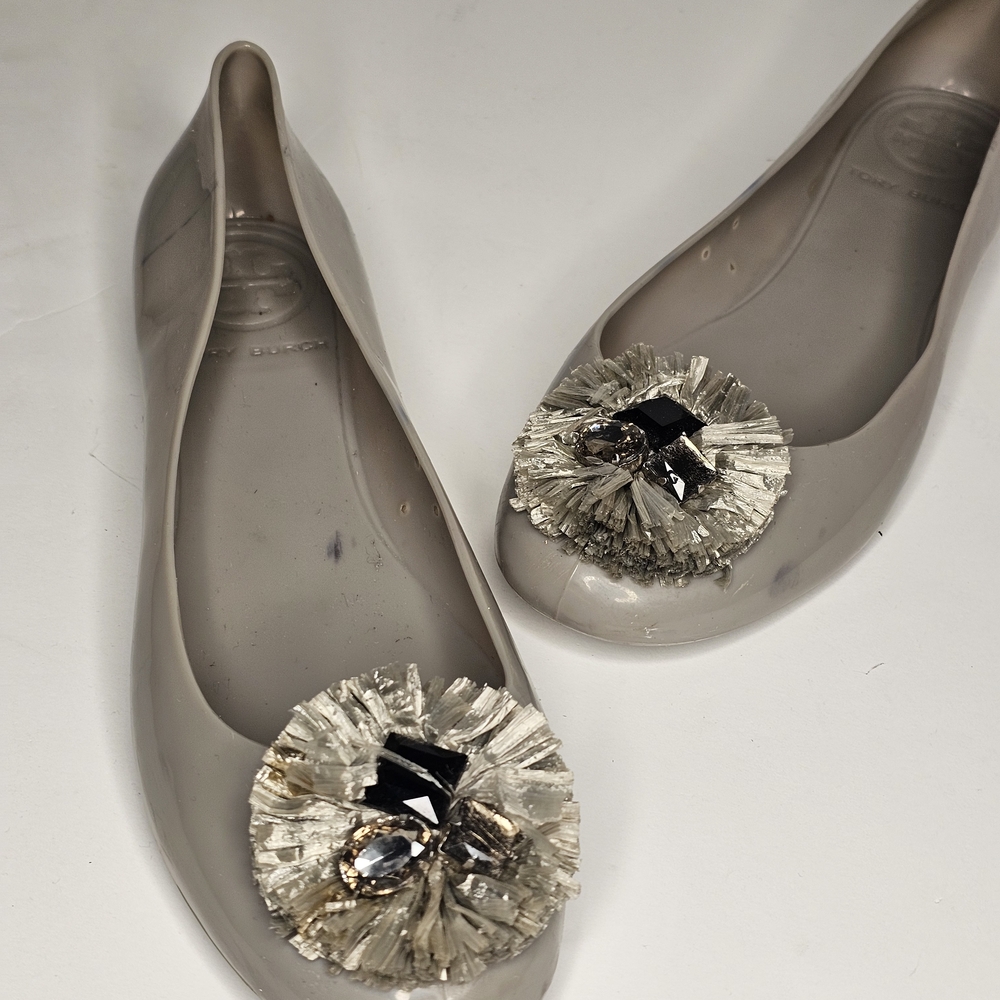 Tory Burch Silver Flats with Decorative Accents - Picture 3 of 8